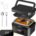 Yofidra Cordless Electric Heated Lunch Box: 6.3 Cups Self Heating Lunch Box with Battery, Timer & Temperature Control, Extra Large Portable Food Warmer for Adults, Men & Women in Office Car Outdoor (Black)