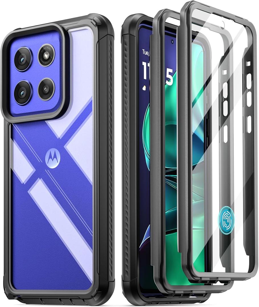 Poetic Guardian Case for Motorola Moto G Stylus 5G 2025 [Screen Protector Works with Fingerprint ID] [20 FT Mil-Grade Drop Tested], Full-Body Hybrid Shockproof Bumper Cover, Black/Clear