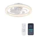 FANNEHONNE 20 in. LED Indoor White Low Profile Flush Mount Ceiling Fan with Light Remote Control for Bedroom CACFL112702