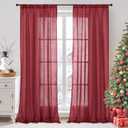 BGment Long Linen Semi Sheer Curtains 102 Inch Length for Living Room, Burgundy Lightweight Window Drapes for Bedroom with Rod Pocket Rustic Textured, 2 Panels Set, Each 52 Inch Wide