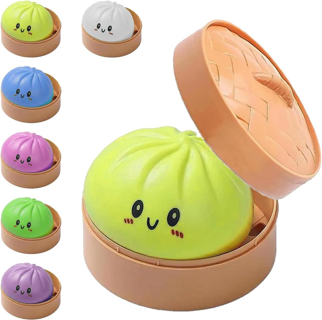 Dumpling Squishy Mystery Dumpling Squishy Stress Balls Fidget Sensory Toy Soft Squeeze Decompression Dough for Adults (Yellow-A)