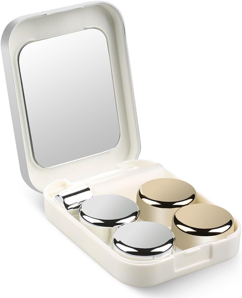 Mckgute Contact Lens Case, Hard Travel Contact Lenses Box Holder Container Soak Storage Kit Cute With Mirror, Tweezers, Remover Tool Stick, Eye Contact Case Container Holder Solution for Daily Outdoor
