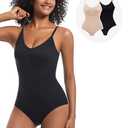HUGINOCT Body Shaper Tummy Control Seamless Shapewear for Women Under Dress Shirts Light Compression Bodysuit