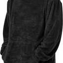 Runcati Mens Fuzzy Sherpa Pullover Hoodie Sweatshirts Long Sleeve Kangaroo Pocket Winter Fall Outwear Hooded (Medium, Black)