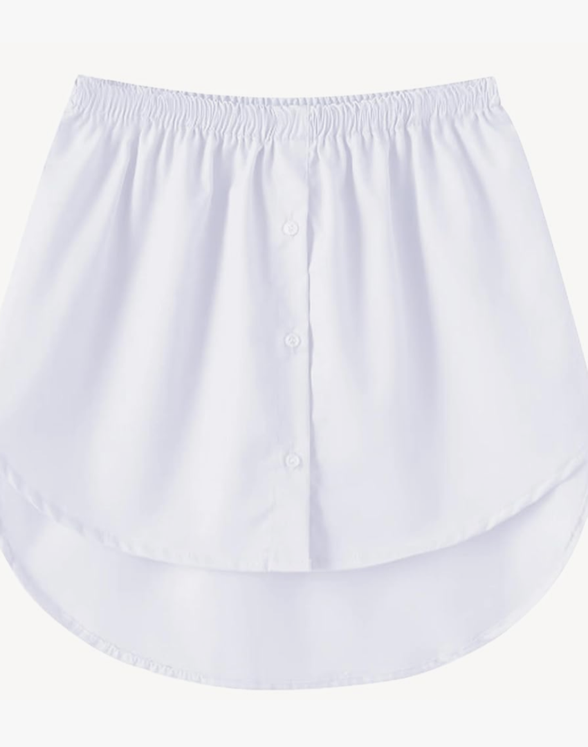 Women's Shirt Extender Mini Adjustable Underskirt Removable Layered Sweep Shirt with Buttons S