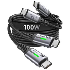 INIU USB-C to USB-C Cable, [3.3ft, 2-Pack] Type C Charging Cord for iPhone 16 15 Pro Max Samsung Galaxy S23 S22 S21 Note 10 MacBook iPad and More