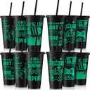 Mifoci Video Game Plastic Cups with Lids and Straws Reusable Tumbler with Lid and Straw Cute Iced Coffee Travel Cups Mug Water Bottle for Adult Kid Gaming Birthday Supplies(Black,12 Pcs)