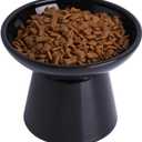 Extra Wide Elevated Cat Food Bowl, Ceramic Cat Bowls for Food and Water, Wide Shallow Cat Food Dish, Whisker Fatigue, Lead & Cadmium Free, Great Height for CatBlack-1pc