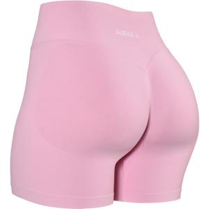 AUROLA Influence Workout Shorts for Women,2.5 3.5 4.5 5.5 6.5 No Roll Up Squat Proof Scrunch Seamless Compression Gym Short (Pink)