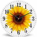 Mxocom Sunflower Flower Wall Clock Beautiful Yellow Floral Blooming Nature Bright 10 Inch Silent Non Ticking Battery Operated Clock Vintage Round Clock for Living Room Bedroom Bathroom Office Decor