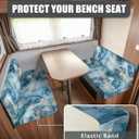 Blue Marble Print RV Dinette Cushion Covers RV Stretch Sofa Seat Slipcovers Include 1 Bench Cover 1 Backrest Cover Comfortable Camper Cushion Slipcover RV Accessories for Inside