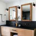 Bathroom Mirror for Wall with Wooden Frame, 20"x28" Solid Wood Vanity Mirror for Farmhouse, Bathroom, Bedroom, Vertical or Horizontal Hanging Brown, 28"L x 20"W