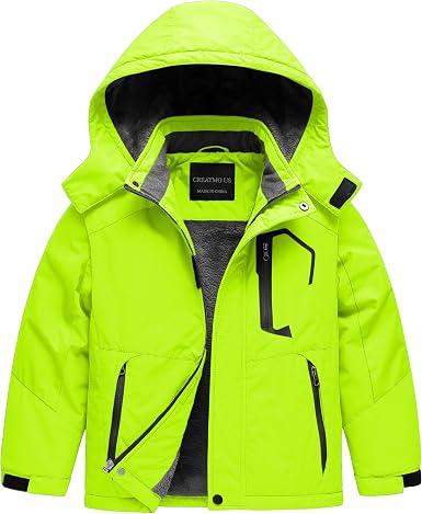 CREATMO US Boy's Waterproof Ski Jacket Warm Winter Snow Coat Windproof Snowboarding Rain Jacket 6/7Y