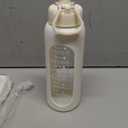 32 oz Glass Water Bolttles with Straw Large Motivational Water Bottle with Time Marker Sports Water Bottles with Silicone Sleeve and Handle Lid Water Jug for Gym Workout (White)