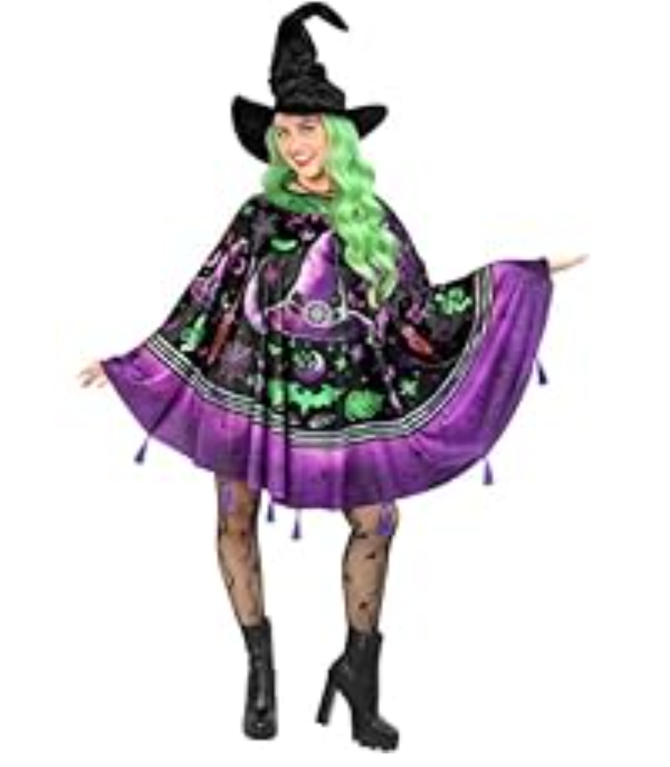 Morph Purple Witch Costume Womens Halloween Poncho For Women, Halloween Costumes For Womens Witch Costumes For Adults