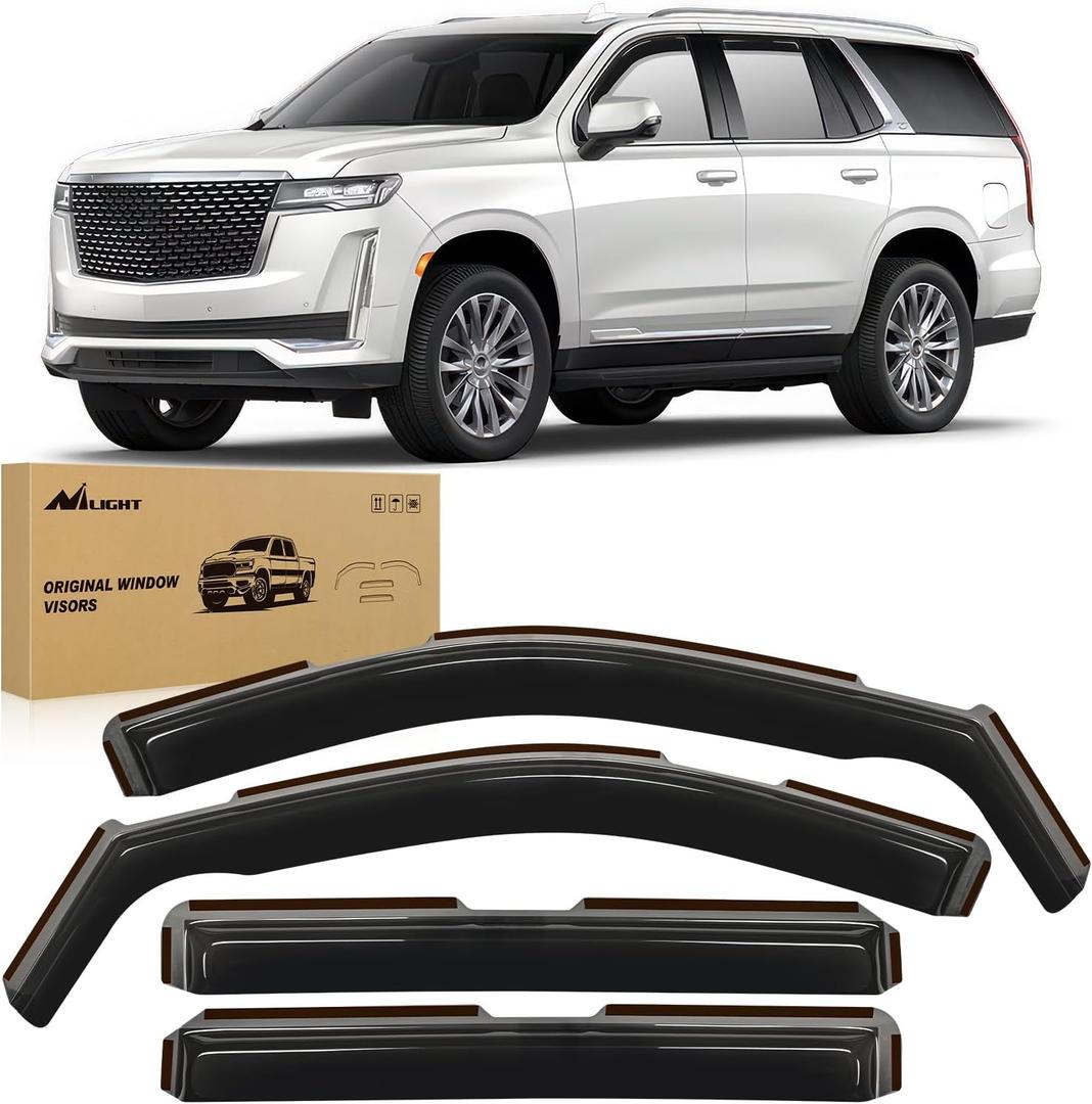 Nilight in Channel Rain Guards for Chevy Tahoe/GMC Yukon/Cadillac Escalade 2021 2022 2023 2024 2025 2026 Window Deflectors Vent Visors, Keep Rain Out & Reduce Wind Noise, 4PCS