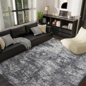 5x7 Washable Area Rug for Living Room, Non-Slip Soft Modern Abstract Large Carpet, Low Pile Neutral Rugs for Bedroom, Dining Room, Home Office, Dorm, Indoor Decor, Black and Grey 5x7 Washable Area Rug for Living Room, Non-Slip Soft Modern Abstract Large Carpet, Low Pile Neutral Rugs for Bedroom, Dining Room, Home Office, Dorm, Indoor Decor, Black and Grey
