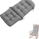 Rocking Chair Cushions Indoor,Waterproof Patio Chair Cushions,High Back Wicker Chair Cushion with Ties,for Indoor Patio Porch Garden(Dark Grey) (19.7x43.3 in)