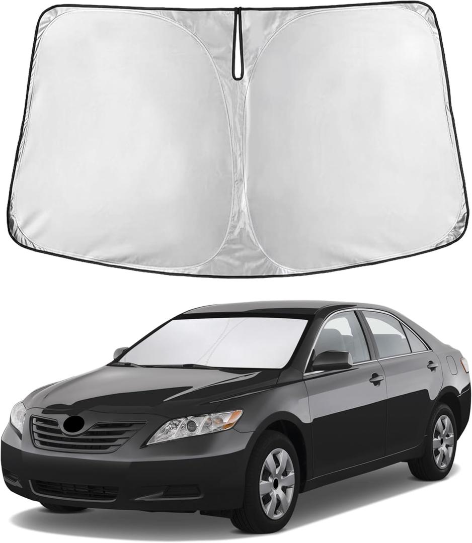 EcoNour Windshield Sunshade Compatible for Toyota Camry 2007-2009 2010 2011, LE, SE, SE Nightshade, XLE, XSE, TRD, Sun Visor for Front Windshield Sun Shade Cover, UV Heat Protector, Car Accessories