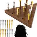 Estune 1 Set 4.3 Inch Walnut Wooden Triangle Peg Game Portable Board with Storage Bag Classical Peg Triangular Game for Adults Family Friends Home Winter Holiday Christmas Party