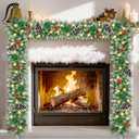 Christmas Garland with Lights 9 FT Artificial Christmas Garland 250 Pieces of Green Rattan Christmas Garland Holiday Artificial Decor for Stairs Wall Door Indoor Outdoor Garland