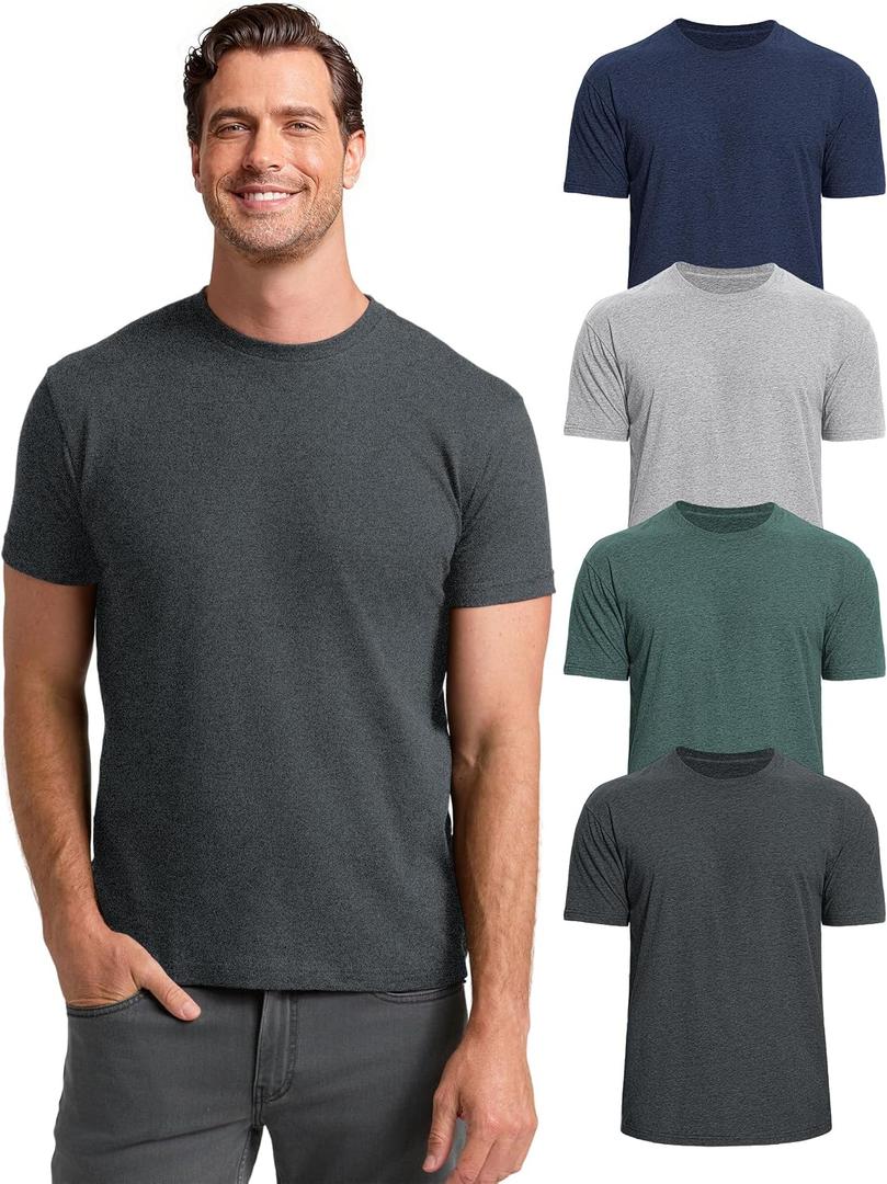 Mens T Shirts Mens Crew Neck Shirts Athletic Fitted Plain Basic Tees Soft Cotton Blend Comfort T Shirts for Men (S)