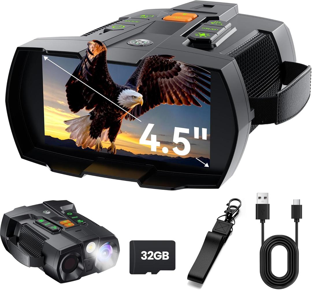 4K Night Vision Goggles for Adults: 4.5" HD Large Screen Digital Night Vision Device with 5000mAh Battery - Outdoor Exploration & Camping Gear Gifts for Men Husband