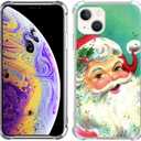 Retro Vintage Christmas Santa Claus Case for iPhone 15, Cute Cartoon Kawaii Winter Christmas Santa Cover for Girls Boys Women Men, Unique Trendy TPU Bumper Cover Case for iPhone 15