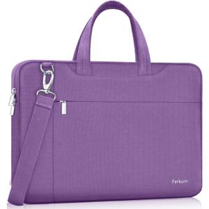 Ferkurn Laptop Bag Case Women Men Computer Sleeve with Shoulder Compatible with HP Envy Pavilion/ Inspiron/ Thinkpad/ Vivobook/ MSI/ Surface, Waterproof Briefcase with Handle, Purple, 17 17.3 Inch