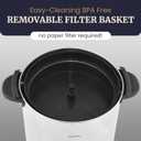 Elite Gourmet CCM040 Stainless Steel 40 Cup Coffee Urn Removable Filter For Easy Cleanup, Two Way Dispenser with Cool-Touch Handles Electric Coffee Maker Urn, Stainless Steel