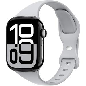 3 x STG Sport Slim Thin Narrow Silicone Bands Compatible with Apple Watch Band Ultra 3/2/1 49mm, Series 11/10 46/42mm, 9/8/7 45/41mm, SE 6/5/4 44/40mm, 3/2/1 42/38mm for Women Men