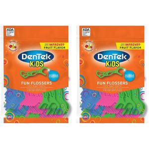 DenTek Kids Fun Flossers Wild Fruit | 75-Count Floss Picks | 2-Pack (150 Count (Pack of 1))
