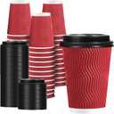 Lamosi Coffee Cups with Lids 12 oz 50 Pack, Disposable To Go Cups with Lid