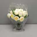 WELL KNOWN 12 Pcs Tulips Artificial Flowers in Vase, Real Touch Tulips with Vase with Upgrate Acrylic Water Flower Arrangements Centerpiece for Dining Room Table DecorationPink