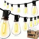 200FT Outdoor String Lights, LED Patio Lights with 62 Shatterproof S11 Edison Bulbs, Ultra Long Waterproof Hanging Lights for Backyard Deck Porch Party Decor Commercial Use 2700K