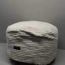 HIGOGOGO Pouf Ottoman Stuffed Round Modern Foam Filled Foot Rest Poufs for Living Room Chair Decorative 20 X 15 Inches Boho Relax Stool for Wedding Christmas Party, Beige