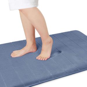 Yimobra Memory Foam Bath Mat Large Size, 36.2 x 24 Inches,Soft and Comfortable, Super Water Absorption, Non-Slip, Thick, Machine Wash, Easier to Dry for Bathroom Floor Rug, Denim Blue