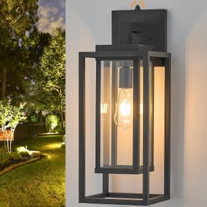 21" Dusk to Dawn Double Cage Outdoor Wall Light, Exterior Lantern