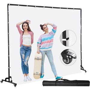 Movable White Backdrop Stand with Pulley, Suitable for Studio Photography, Stage Background Layout, Portrait and Product Photography, Live Streaming, Cutout (7 * 10FT)