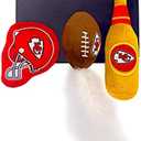 Best Plush CAT Toy - NFL Kansas City Chiefs Complete Set of 3 Piece Cat Toys Filled with Fresh Catnip. Incld: 1 Helmet Cat Toy, 1 Football Cat Toy with Feathers, & 1 Beer Bottle. Beautiful Team Logos