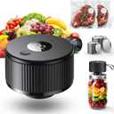 Upgraded 3-in-1 Electric Mason Jar Vacuum Sealer Kit for Mason Jars, Food Savers & Containers | Food Preservation System for Kitchen | Ideal for Canning Jams, Pickles, Dry Foods, Grains & Leftovers (Black)