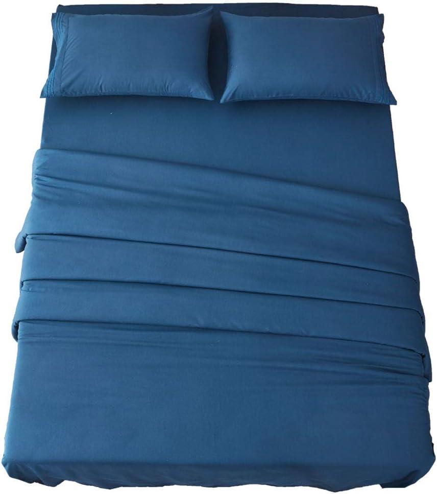 SONORO KATE Bed Sheet Set Super Soft Microfiber 1800 Thread Count Luxury Egyptian Sheets 18-Inch Deep Pocket Wrinkle and Hypoallergenic-3 Piece(Twin XL, Navy Blue)