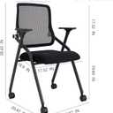BLANEDUO Updated Conference Room Chairs with Tablet Arm, Folding Office Desk Chair with Lumbar Support and Sliding Armrest with Casters, Stackable Office Guest Chairs & Reception Chairs, 1 Pack Black