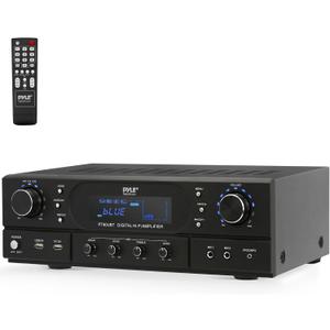 Pyle Home Bluetooth Theater Receiver Amplifier - 500 Watts Peak Power Amp w/Treble, Bass, Echo Control, MP3/USB/FM, Dual Channel Audio Stereo System for Streaming Entertainment, Karaoke