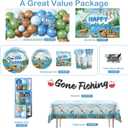 268pcs Fishing Birthday Party Decorations Complete Party Set, for 25 Guests, Fishing Birthday Decorations, includes Fish Themed Balloons, Plates, Banner, Backdrop, Tablecloths, etc