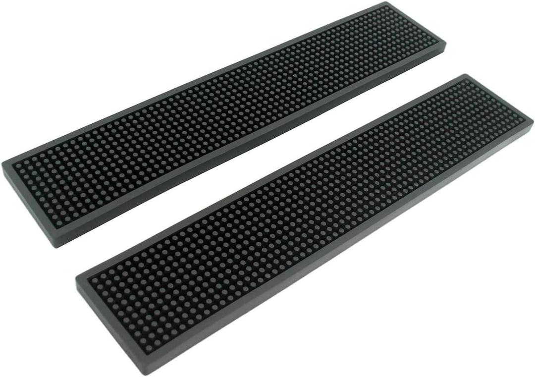 BARsics 17.5x3.5 inches Long PVC Bar Rail Mat Non-Slip Serving Spill Mat (Pack of 2)