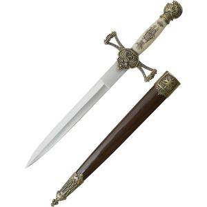 MASTER USA  Medieval Mini Short Sword, Stainless Steel Blade with Cast Metal Handle, Wood Scabbard  Fantasy, Collectible (Brown)
