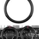 Car Steering Wheel Cover, 15 inch Carbon Fiber Microfiber PU Leather Elastic Steering Wheel Protector for Men Women, Anti-Slip Breathable Car Interior Accessories (Carbon Fiber Black)