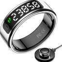 Smart Ring with LED Display Screen,Sleep&Fitness Tracking Wearable for Women/Men,Accurate Monitoring of Pedometer, Heart Rate,Blood Oxygen (R11, Silver, 9)