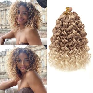 GoGo Curl Crochet hair 10inch Water Wave Crochet hair Ombre Synthetic Bohemian Crochet Braid Deep Wave Braiding hair Extensions (27/613, 10inch)